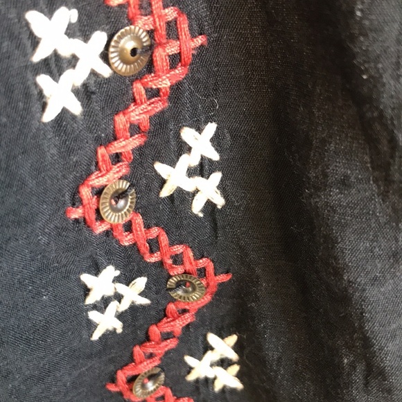 XXI black halter summer top with wooden beads size M boho gypsy hippie babydoll - Picture 11 of 16